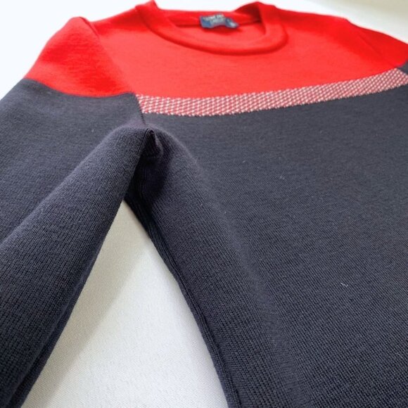 SAINT JAMES L'ATELIER PURE NEW WOOL RED NAVY COLORBLOCK KNITTED SHIFT DRESS - 4 - Picture 5 of 9